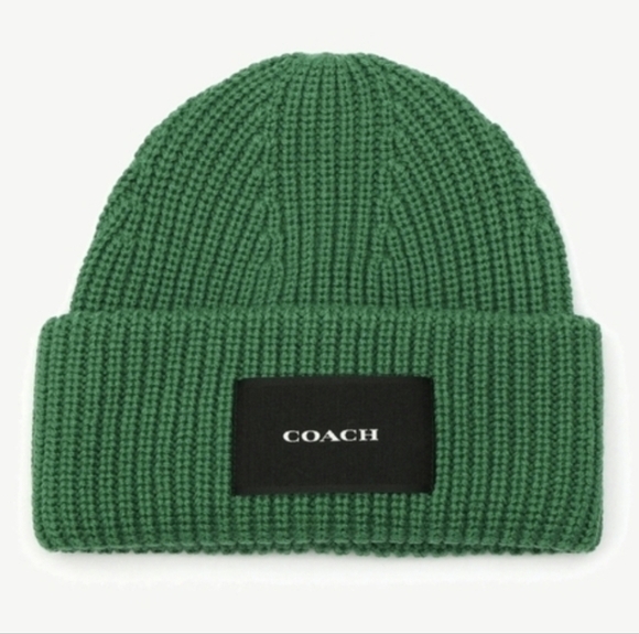 Coach Accessories - Coach Ribbed Knit Beanie Hat – Hunter Green